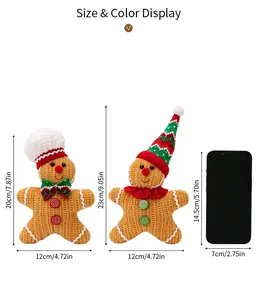 Size chart showing 20-23cm gingerbread man plush charms next to a smartphone