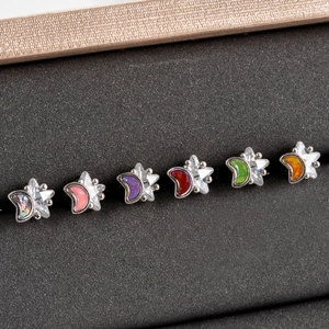 6pcs star and moon cartilage earrings set with colorful opal and sparkling crystals