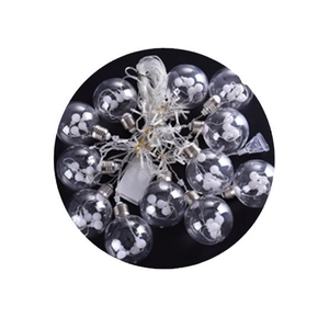 Festive Christmas LED wishing ball string lights with warm white glow on black background
