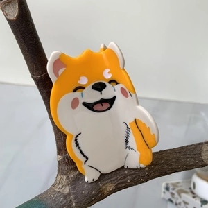 Cute Shiba Inu acetate hair claw clip featuring a cartoon dog design on a branch