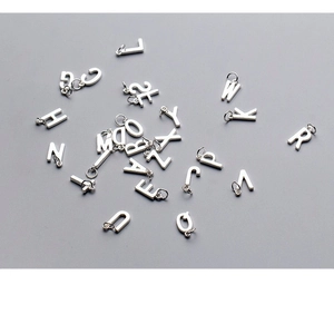 Pendentifs alphabet en argent sterling S925 pour création de bijoux et bracelets DIY