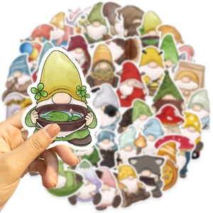 50pcs waterproof cartoon gnome stickers for decorating laptops, guitars and luggage