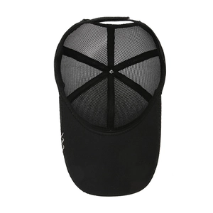 Men's breathable black mesh baseball cap with sun protection for outdoor activities