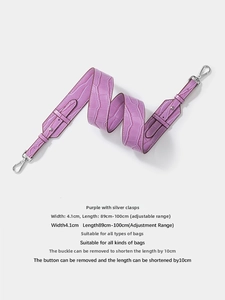 Purple crocodile pattern leather bag strap detail with 4.1cm width and silver hardware