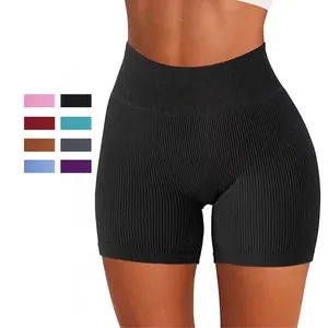 Women High Waist Seamless Ribbed Yoga Sports Bottom For Fitness Running Tummy Control Hip Lifting Peach Butt Sports Bottom