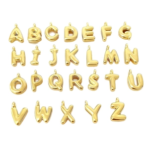 26 pieces gold bubble letter pendants A-Z set for DIY necklaces in 18K stainless steel