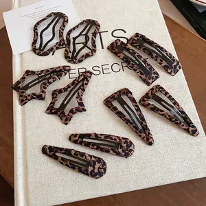 Molletta Per Capelli Leopardata Retrò Geometrica Triangolo Stella Tessuto Avvolto Lega Fermaglio Moda Per Donna
