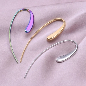 Minimalist stainless steel teardrop earrings in rainbow, gold, and silver finishes