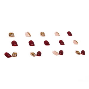 Short square red press-on nails with cute cartoon tiger designs for Year of the Tiger