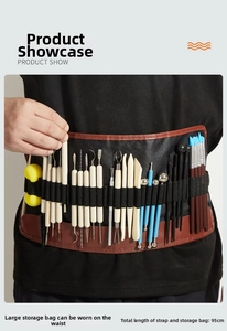 Adjustable pottery tool belt with professional clay carving set, total length 95cm