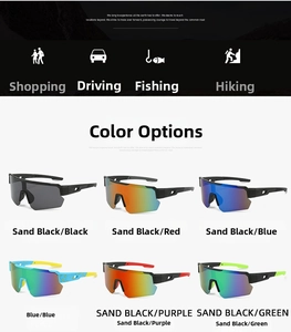 Matrix of outdoor cycling sunglasses with colorful mercury coated lenses for sports
