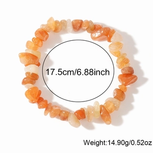 Bracciale elastico con pietre naturali arancioni irregolari, 17,5 cm e 14,90 g