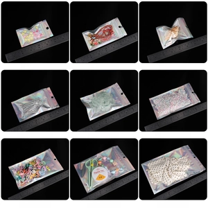 Holographic laser PET resealable bags in 9 sizes for DIY jewelry and crafts packaging