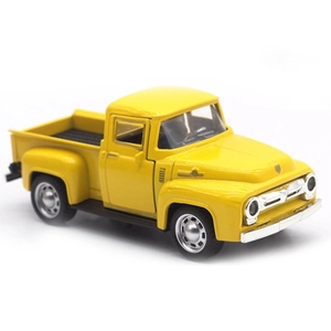 Modello di pick-up d'epoca giallo in lega scala 1:32 auto giocattolo classica in metallo