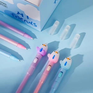 Cute bird-shaped luminous gel pens with gradient colors in pink blue and purple