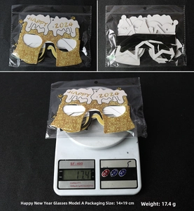 Detail view of Happy 2024 beer mug paper glasses showing weight and product dimensions