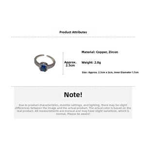 Detailed size specifications for zircon silver ring with blue oval gemstone inlay