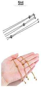 Detail showing adjustable stainless steel slider chain with beads for DIY jewelry