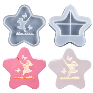 Molde de silicona en forma de estrella con silueta de niña para caja de luz decorativa DIY