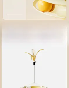 Close-up of yellow interactive cat track toy with durable feathers and rolling balls