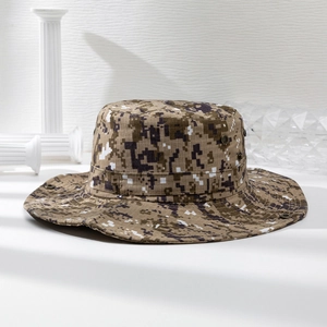 Digital desert camouflage wide brim boonie hat with metal eyelets for outdoor sun protection