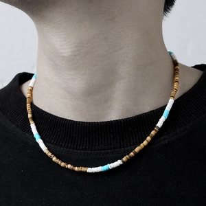 Beaded Necklace Bohemian Coconut Shell Wood Polymer Clay Shell Stainless Steel Vintage Ethnic Jewelry For Women Men