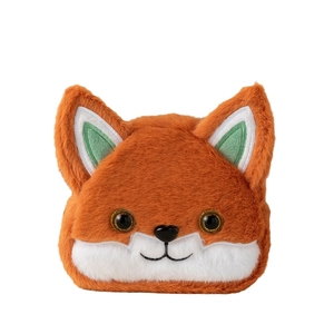 Cute orange plush fox coin purse with soft fur and detailed embroidery for storage