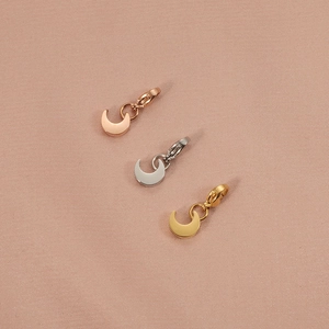 Stainless Steel Crescent Moon Pendant 18K Gold Plated Minimalist Tiny Moon Charm With Lobster Clasp For DIY Jewelry Making Bracelet Necklace Accessory