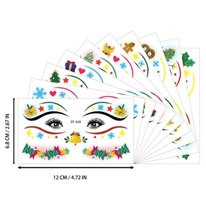 Christmas themed facial temporary tattoos set with reindeer snowflake and tree patterns