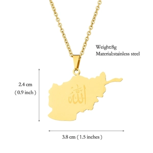 Spécifications de taille pour le pendentif carte de l'Afghanistan en acier inoxydable doré