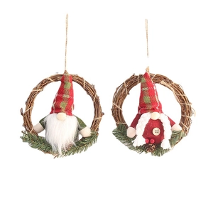 Lot de couronnes de gnomes de Noël avec chapeaux à carreaux, pommes de pin et baies