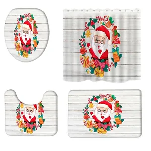 Tableau des tailles d'ensemble de rideau de douche de Noël avec motif de Noël