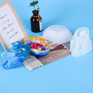 DIY swan resin storage box silicone mold set showing finished craft and mold texture