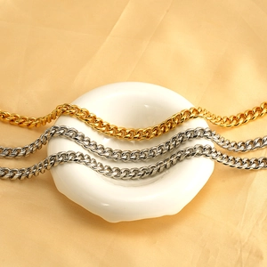 Collier Chaîne Gourmette Hip Hop Acier Inoxydable 304 Plaqué Or 18K Bijoux De Mode Minimalistes Pour Hommes Femmes