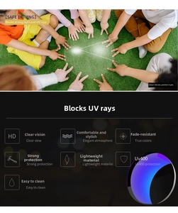Detail view of UV400 features for colorful kids cycling sunglasses with HD vision lenses