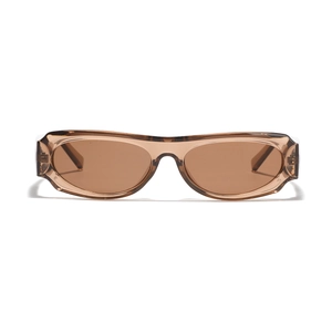 Y2K style translucent brown square frame sunglasses with flat rectangular lenses for unisex