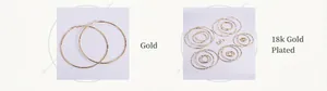Detailed view of textured 18k gold plated stainless steel hoop earrings in various sizes