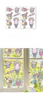 Rainbow suncatcher window stickers with ice cream patterns and precise dimensions