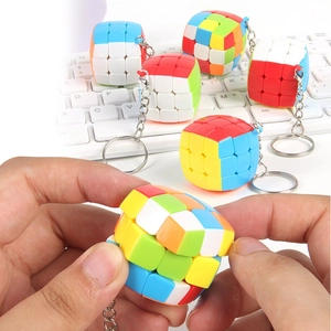Mini Three-Layer Puzzle Cube Keychain Colorful ABS Plastic Educational Toy Brain Teaser For Kids And Adults