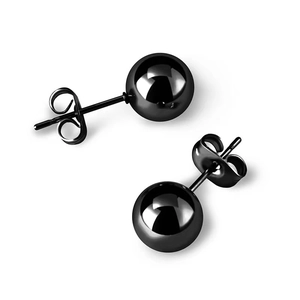 Clous d'oreilles boules noires classiques en acier 316L avec fermoirs papillon
