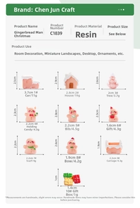 Detailed dimensions of resin gingerbread man figurines for Christmas DIY decor