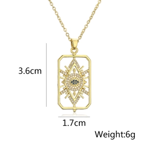 Detailed view of evil eye pendant dimensions 3.6x1.7cm in 18k gold plated finish