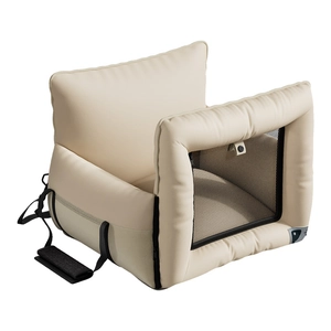 Beige 2-in-1 Haustier-Autositz und Tragetasche mit Mesh-Fenster und Sicherheitsgurten