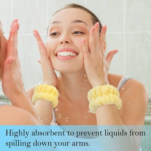Absorbent plush wristbands for face washing to prevent water from flowing down your arms