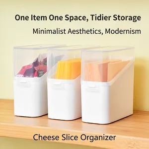 Cheese Slice Storage Box Plastic Refrigerator Side Door Food Container With Transparent Flip Top Lid Kitchen Organization