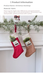 Detail of knitted Christmas stockings with XMAS pockets and cozy faux fur trim