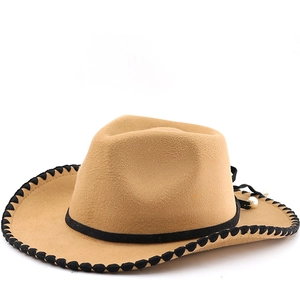 Western Cowboyhut Wollfilz Breite Krempe Whipstitch Kante Retro Outdoor Reise Reitsport Fedora Für Herren Damen