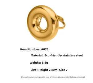 Detailed specs of hollow 18k gold plated stainless steel chunky ring, size 7, weight 8.8g
