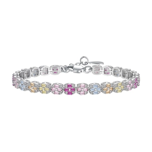 Bracelet élégant en argent S925 serti de zircons cubiques rectangulaires colorés