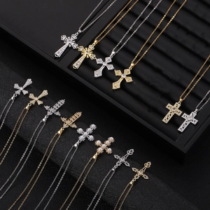 Cross necklace collection in gold and silver finish with sparkling zircon stones